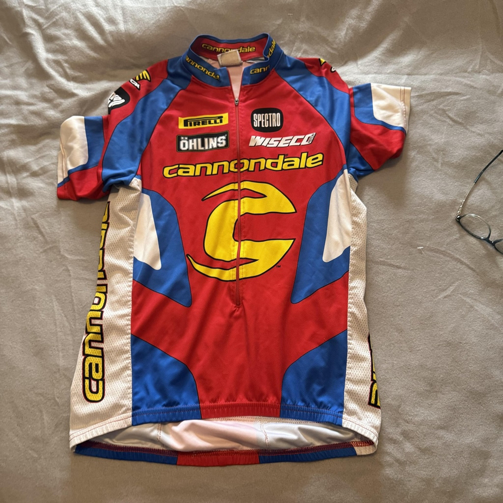 Cannondale Jersey Shirt Mens Large Red Zip Cycling